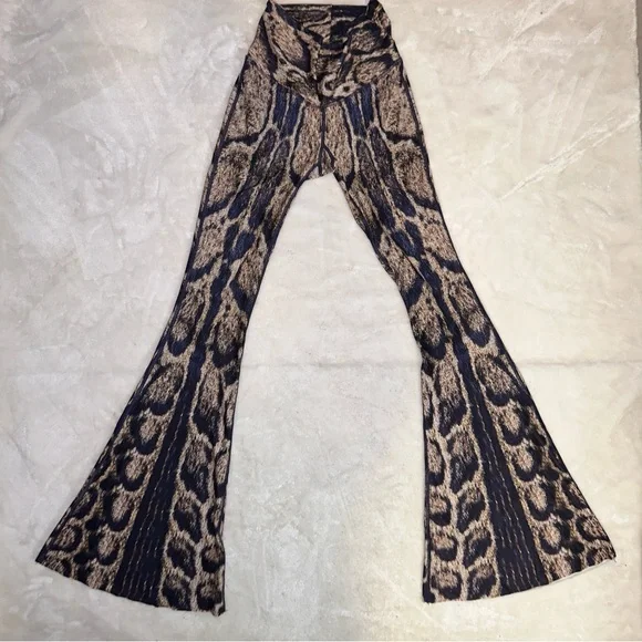 Niyama Sol Brown & Black Animal Print Super Flare Pants Size Medium - Picture 8 of 16